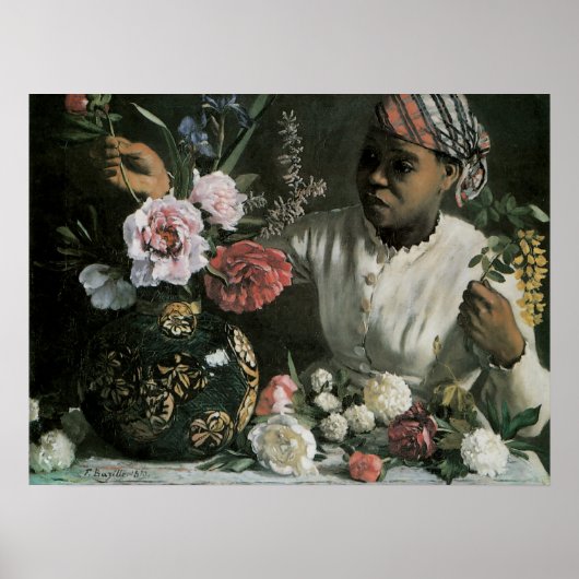 Afrikaanse vrouw Pioenrozen door Frederic Bazille, Poster (Voorkant)