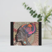 Afrikaanse vrouw profiel op een geweven mandje briefkaart (Staand voorkant)