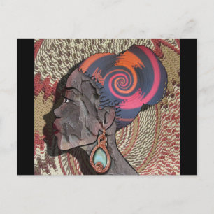 Afrikaanse vrouw profiel op een geweven mandje briefkaart