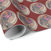 Afrikaanse vrouw profiel op een geweven mandje cadeaupapier (Rol Hoek)