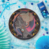 Afrikaanse vrouw profiel op een geweven mandje papieren bordje (Feest)