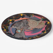 Afrikaanse vrouw profiel op een geweven mandje papieren bordje (Gekanteld)