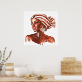 Afrikaanse vrouw, realistische kunst. Waterverf Poster (Keuken)