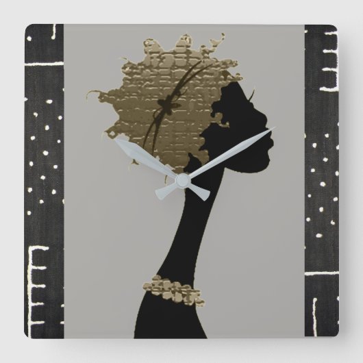 Afrikaanse vrouw vierkante klok (Voorkant)