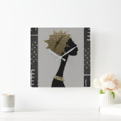 Afrikaanse vrouw vierkante klok (Huis)