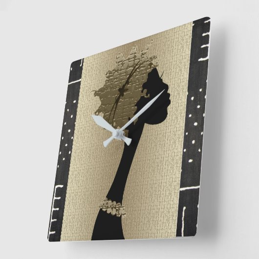 Afrikaanse vrouw vierkante klok (Hoek)