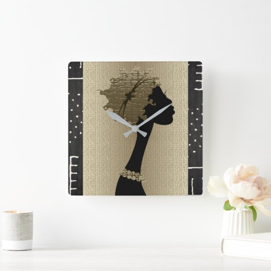 Afrikaanse vrouw vierkante klok (Huis)