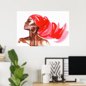 Afrikaanse vrouw, waterverf portret, mode stijl poster (Thuiskantoor)