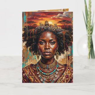 Afrikaanse Vrouw Wenskaart, Zwarte Koningin Kunst Kaart