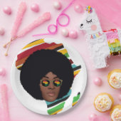 Afrikaanse Vrouwelijke bril | Continent Afrika Papieren Bordje (Feest)