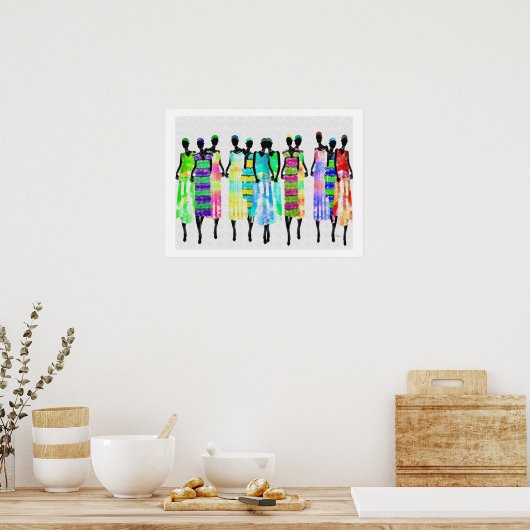 Afrikaanse vrouwelijke gekleurd potloodontwerp poster (Keuken)