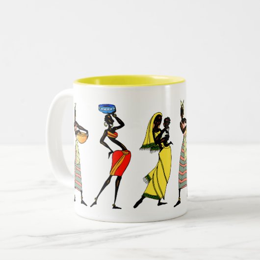 Afrikaanse vrouwelijke proefpersonen - Uw achtergr Tweekleurige Koffiemok (Voorkant links)