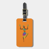 Afrikaanse vrouwelijke stamkunst bagagelabel (Voorkant verticaal)