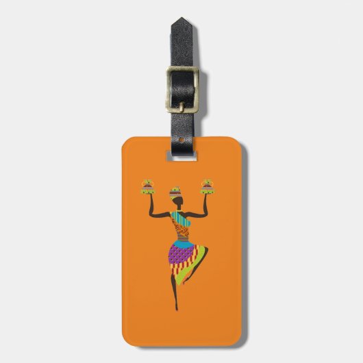 Afrikaanse vrouwelijke stamkunst bagagelabel (Voorkant verticaal)