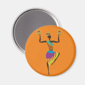 Afrikaanse vrouwelijke stamkunst magneet (Voorkant / Achterkant)