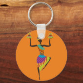 Afrikaanse vrouwelijke stamkunst sleutelhanger (Voorkant)