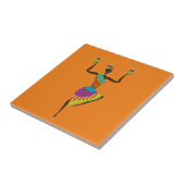 Afrikaanse vrouwelijke stamkunst tegeltje (Zijkant)