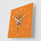 Afrikaanse vrouwelijke stamkunst vierkante klok (Hoek)