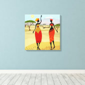 Afrikaanse vrouwen achtergrond canvas afdruk (Insitu (Houten vloer))