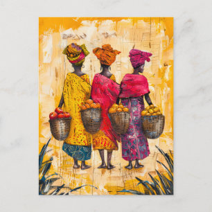 Afrikaanse vrouwen die groenten en fruit dragen briefkaart