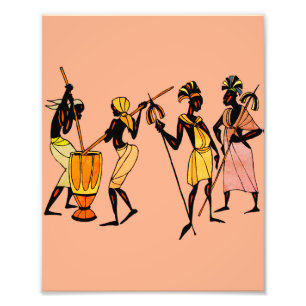 Afrikaanse vrouwen die koken en dansen foto afdruk