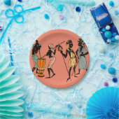 Afrikaanse vrouwen die koken en dansen papieren bordje (Feest)