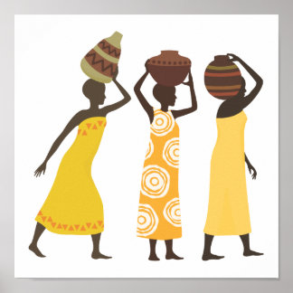 Afrikaanse vrouwen die water vervoeren poster