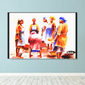 Afrikaanse vrouwen door Mojisola A Gbadamosi Okubu Canvas Afdruk (Insitu (Houten vloer))