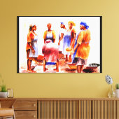 Afrikaanse vrouwen door Mojisola A Gbadamosi Okubu Canvas Afdruk (Insitu (Woonkamer))