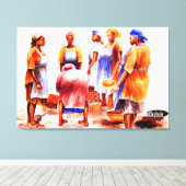 Afrikaanse vrouwen door Mojisola A Gbadamosi Okubu Canvas Afdruk (Insitu (Houten vloer))