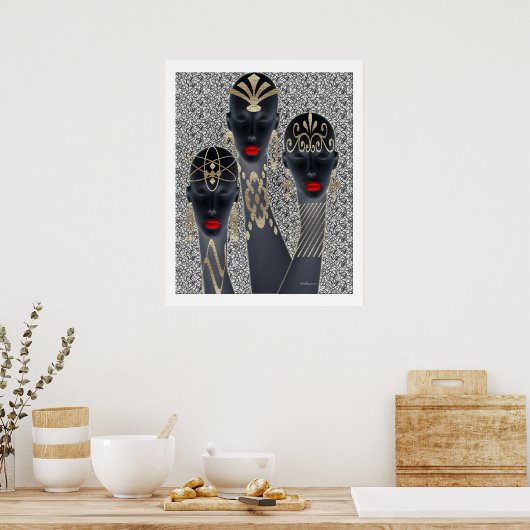 Afrikaanse vrouwen in goud poster (Keuken)