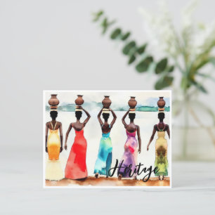 Afrikaanse vrouwen mand op hoofden lange jurken er briefkaart