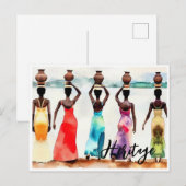 Afrikaanse vrouwen mand op hoofden lange jurken er briefkaart (Voorkant / Achterkant)