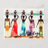 Afrikaanse vrouwen mand op hoofden lange jurken er briefkaart (Voorkant)