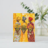 Afrikaanse vrouwen met bloemen briefkaart (Staand voorkant)