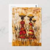 Afrikaanse vrouwen met gierstmanden briefkaart (Voorkant / Achterkant)