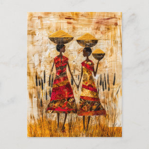 Afrikaanse vrouwen met gierstmanden briefkaart