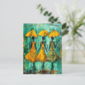 Afrikaanse vrouwen met paraplu's briefkaart (Staand voorkant)