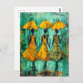 Afrikaanse vrouwen met paraplu's briefkaart (Voorkant / Achterkant)