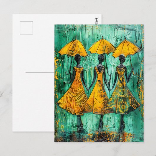 Afrikaanse vrouwen met paraplu's briefkaart (Voorkant / Achterkant)