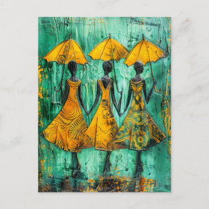 Afrikaanse vrouwen met paraplu's briefkaart