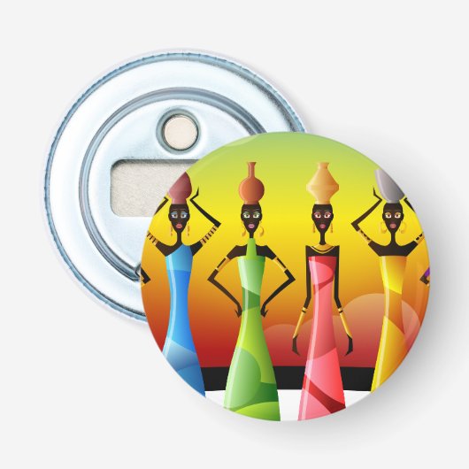 Afrikaanse vrouwen met potloden op hun hoofd button flesopener (Voorkant)