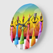 Afrikaanse vrouwen met potloden op hun hoofd grote klok (Hoek)