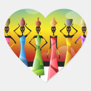 Afrikaanse vrouwen met potloden op hun hoofd hart sticker