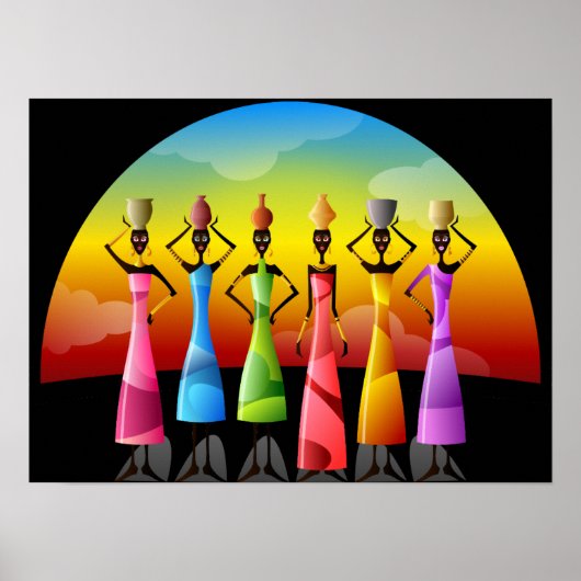 Afrikaanse vrouwen met potloden op hun hoofd poster (Voorkant)