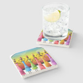 Afrikaanse vrouwen met potloden op hun hoofd stenen onderzetter (Zijkant)