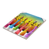 Afrikaanse vrouwen met potloden op hun hoofd tegeltje (Zijkant)