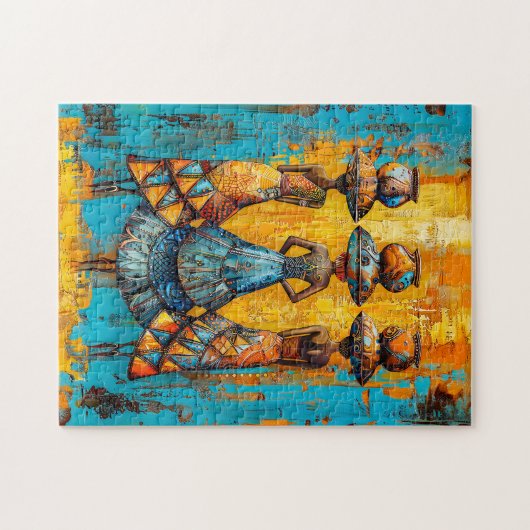 Afrikaanse vrouwen met waterkannen legpuzzel (Horizontaal)