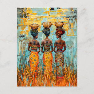 Afrikaanse vrouwen met waterkommen briefkaart