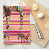 Afrikaanse vrouwen olifant keuken handdoek (Quarter Fold)